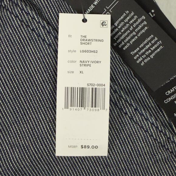 LIVERPOOL Los Angeles Mens XL The Drawstring Shorts Navy Ivory Stripe $89 - Picture 9 of 12